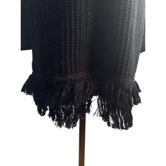 Who What Wear Medium Black Ribbed Knit Turtleneck Sweater Dress Fringe Hem NWT - Picture 9 of 12